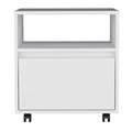 Tuhome Austin Nightstand, Casters, Single Drawer-White MLB8956